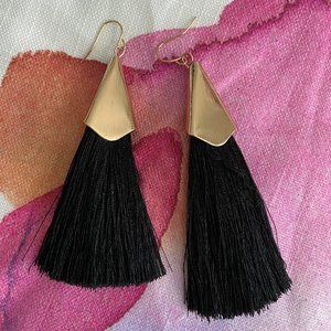 BLACK and GOLD TASSEL EARRINGS